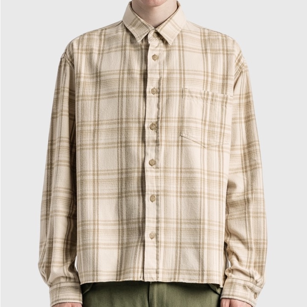 🔥 John Elliott Hemi Oversized Beige Flannel Shirt Medium NEW